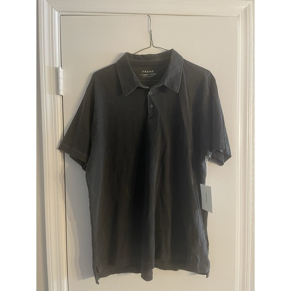 Men's Frame Classic Fit Short Sleeve Polo Size Large Charcoal Gray Cotton NWT - Picture 1 of 4